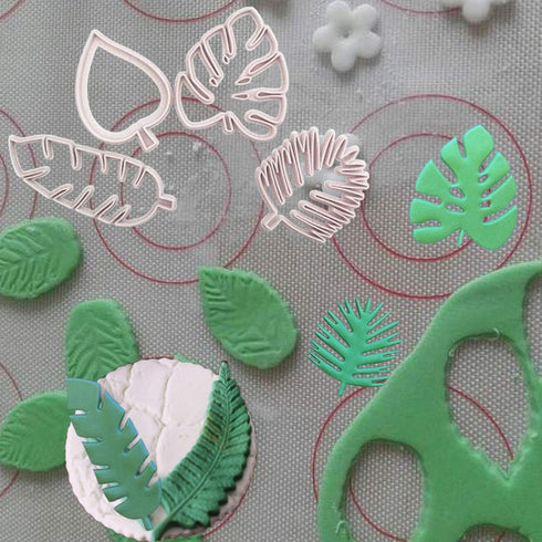 Mity rain Tropical Leaf Cookie Cutter - Hawaiian Palm Leaves Fondant Cutters Set for Gum Paste, Sugarcraft Candy, Luau Cake Decorating ?4Pcs?...