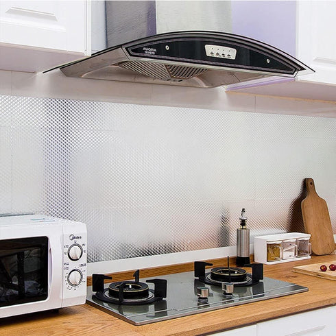 Kitchen Wallpaper Oil Proof Sticker Aluminum Foil Backsplash Self-Adhesive Contact Paper Cabinet Liner Waterproof and Heat Resistant Peel and Stic...
