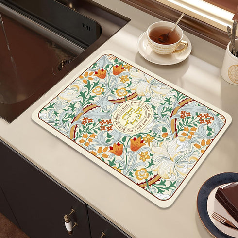 Dish Drying Mats For Kitchen Counter Decor Coffee Bar Accessories, Draining Mat for Kitchen Sink Storage Heat Resistant Mats Stone Drying Tray Bat...