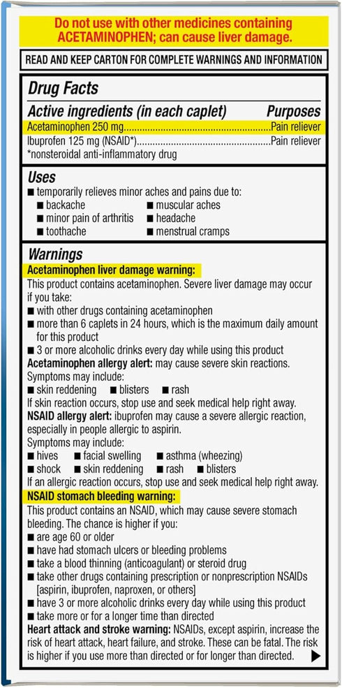 GoodSense Dual Action Acetaminophen and Ibuprofen (NSAID) Tablets, 250 mg/125 mg, Back Pain, 144 count...