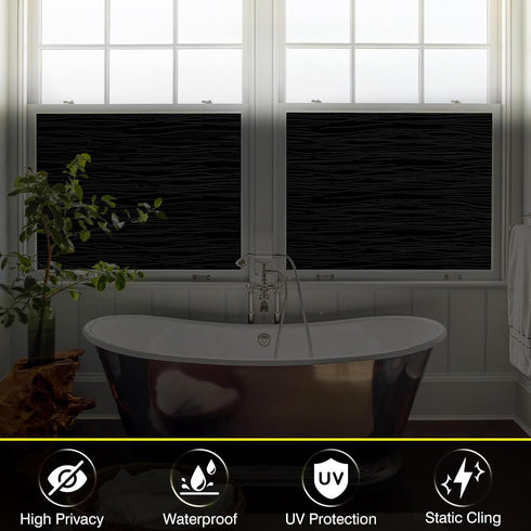 LUTE Blackout Window Film Sun Light Blocking Room Darkening Privacy Film, Removable Heat Blocker Frosted Glass Door Window Cover, Static Cling Day...