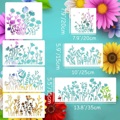 Flower Stencils for Painting Wildflower Stencil Reusable Drawing Templates DIY Stencils for Painting on Wood Wall Home Decor...