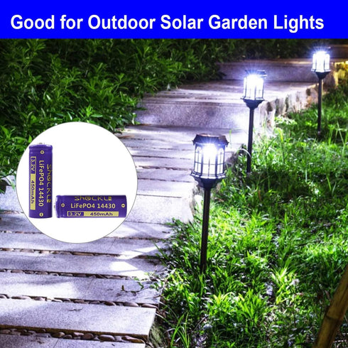 (2-Pack Shockli 14430 3.2V 450mAh LiFePO4 Rechargeable Solar Battery for Outdoor Solar Garden Light?Shorter Than AA!?...