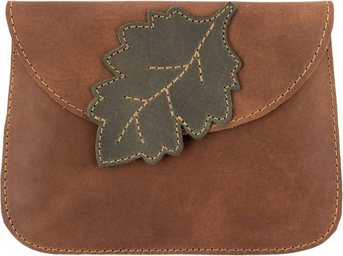 Hide & Drink, Leaves Card Wallet Pouch Handmade from Full Grain Leather, Soft Coin & Cash Organizer, Cable Holder & Accessories Case :: Single Mal...