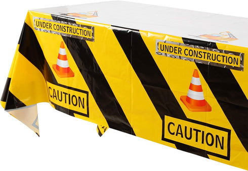 GGDE 1 Pcs Construction Tablecloth Boys Birthday Dump Truck Theme Plastic Table Cover Party Decorations Supplies Yellow...