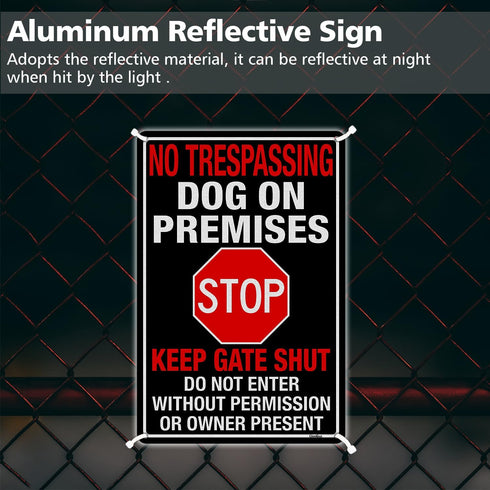 No Trespassing Dog On Premises Sign, 12"×8" Beware Of Dog Signs for Fence,Do Not Enter Aluminum Sign, Fade Resistant/Waterproof, Indoor or Outdoor...