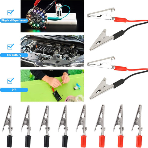 Glarks 60Pcs 53MM Metal Alligator Clip Clamp Assortment Kit Crocodile Electrical Test Clamps Assortment Kit for Laboratory Testing, with Single Ca...