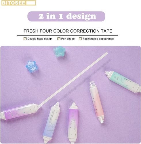 2 in 1 White Out Correction Tape and Double Sided Tape Roller, Cute Quick Dry Japan, with Permanent Adhesive Tape Runner,for School Office Instant...