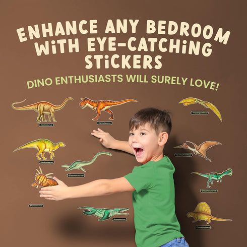 Glow in The Dark Dinosaur Wall Stickers - 10 Large Bright Wall Decals for Bedroom Walls and Ceilings - for Boys Room and Girls Room - Set 2...