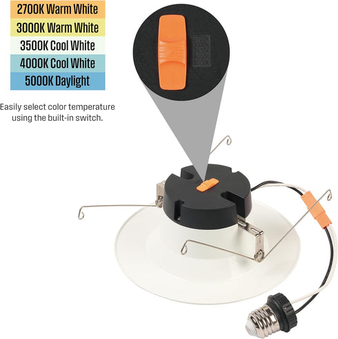 Westinghouse 5141100 11 Watt (80 Watt Equivalent) 5-6 Inch Recessed LED Downlight with Color Temperature Selection, Dimmable, ENERGY STAR, Medium ...