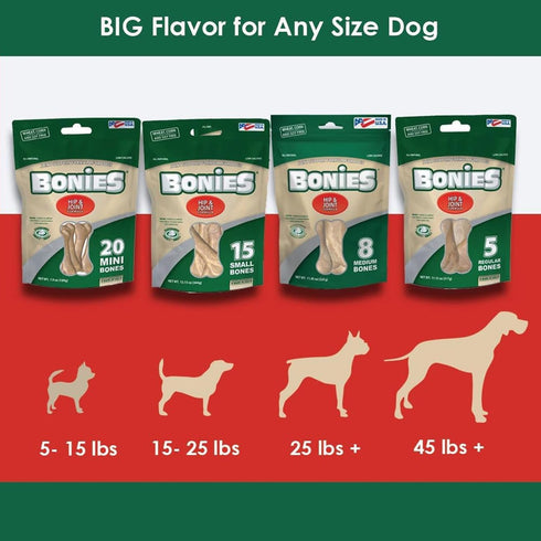 Bonies Natural Hip & Joint Formula Small-Sized Single Bone, Glucosamine & Omega Fatty Acids, Fresh Breath, Clean Teeth, Low Calories, Chicken Flav...