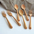 Kyien 6Pcs Wood Soup Spoons And Forks Sets Natural Wood Eating Utensils Wooden Flatware Set?Eco Friendly Wood Cutlery Wooden Dinner Fork And Spoon...