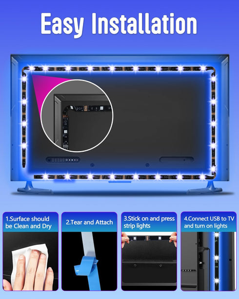 LED Lights for LED TV Backlight, 9.8 ft LED Lights for TV 32-60 inch Led TV Light Behind USB RGB Color Changing LED Strip Lights TV Monitor Lighti...