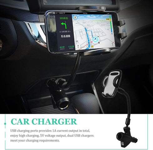 Veemoon Portable Electronic Device Mount for 3-6.5 inch Phones, Dual USB Car Charger Lighter Phone Holder...