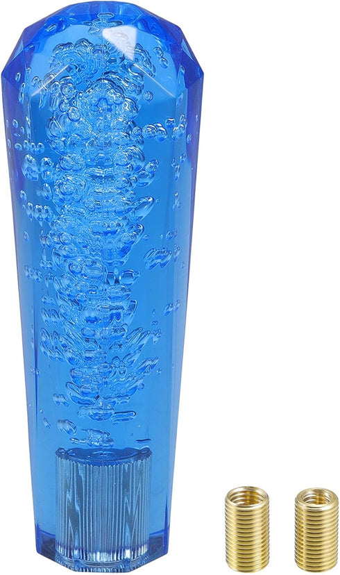 Gear Shifter Knob Kit, 15cm Faux Crystal Stick Shifter Lever Knob Universal for Automatic and Manual Vehicles Durable Acrylic Blue with 2 Adapter...
