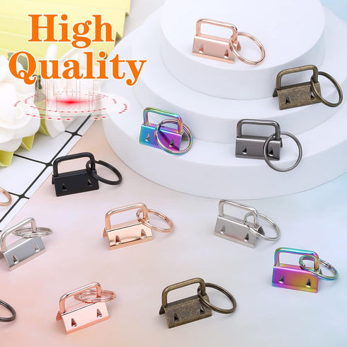 Key Fob Hardware, modacraft 42PCS 1 Inch 7 Colors Keychain Hardware Set Key Fob Hardware for Wristlet Keychain, Key Lanyard and Key Chain Making H...