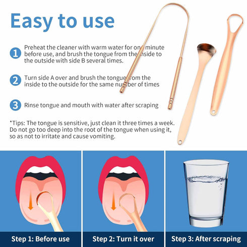 Tongue Scraper, 100% Surgical Stainless Steel Tongue Cleaner for Both Adults and Kids, Professional Reduce Bad Breath Metal Tongue Scrapers, Help ...