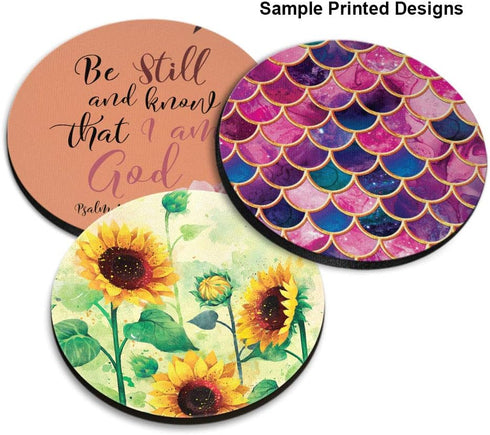 WIRESTER White Absorbent ROUND Fabric Felt Neoprene Sublimation Blank Car Coasters for Drinks (2.87 inches), 10 pcs Set...