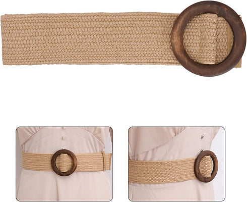 SOIMISS Retro Woven Waist Belt Straw Woven Elastic Stretch Waist Belts Boho Ladies Braided Skinny Dress Belt for Women Pants Dress Decor...