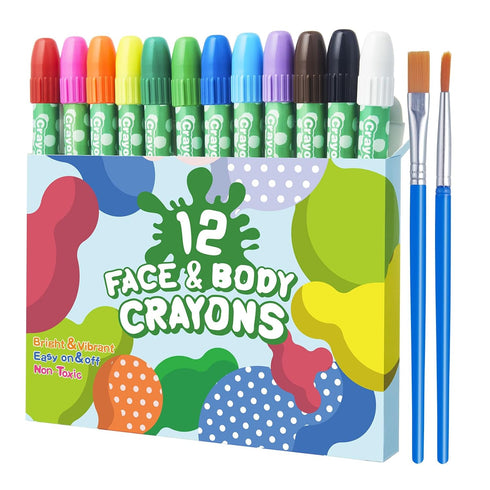 Lictin Face Painting Kits- 12 Colors Twistable Face Paint Crayons, Water Based Face Paint Marker Sticks for Pride Day, Halloween, Christmas, Face ...