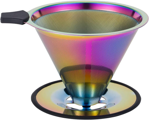 Pour Over Coffee Dripper INSINTAR Reusable Stainless Steel Coffee Filter Paperless Metal Coffee Strainer Single Cup Coffee Maker 1-4 Cup for Campi...