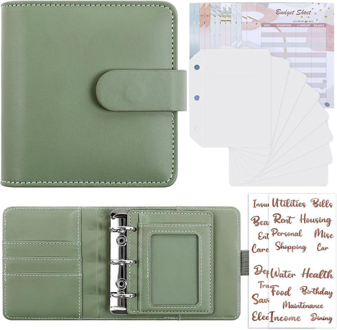 Mini Money Saving Binder, A8 Budget Binder Wallet with 8Pcs Cash Envelopes for Budgeting, Savings Binder for Cash with 12Pcs budgeting Sheets and ...