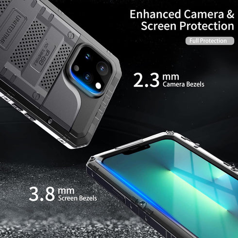 for iPhone 13 Pro Case Waterproof with Built-in Screen Protector Full Body Rugged Hard Silicone, Military Grade Shockproof Dustproof Protective Co...