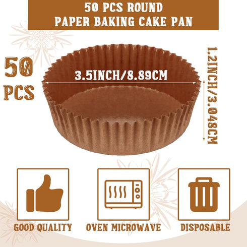 Uiifan 50 Pack Disposable Round Cupcake Liners Paper Baking Cups Wrappers Cupcake Liners Paper Microwave Oven Safe Paper Bakeware Paper Mold for S...