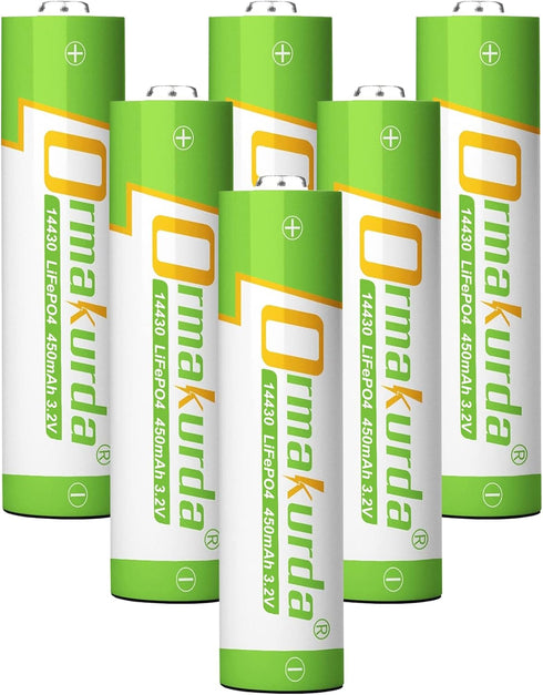 14430 Rechargeable Lifepo4 Battery, 14430 LiFePO4 Rechargeable Battery 3.2V 450mAh for Solar Panel Outdoor Garden Lights (NOT AA Battery) -6 Pack...
