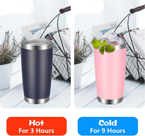 VEGOND 20oz Tumbler with Lid and Straw Stainless Steel Tumbler Cup Vacuum Insulated Double Wall Travel Coffee Mug Powder Coated Coffee Cup(Navy Bl...