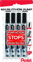 Pentel Markathon Pump Permanent Marker, Chisel Tip, Black Ink, 4 Pack (NLF60XBP4A)...