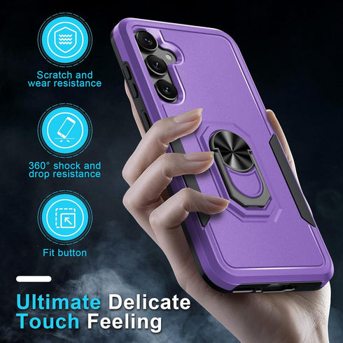 Janmitta for Samsung Galaxy A35 5G Case with Tempered Glass Screen Protector,Heavy Duty Shockproof Full Body Protective Cover Built in Rotatable M...