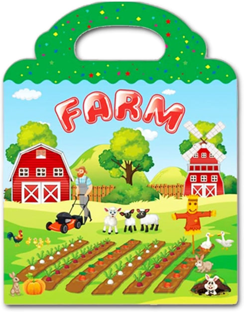 Reusable Sticker Book for Kids, Farm Stickers Educational Learning Toys Travel Stickers Activity Books for Toddler Girls Boys Age 3+ Birthday Gift...