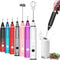 Milk Frother Rechargeable Handheld Electric Whisk Coffee Frother Mixer with 2 Stainless whisks 3 Speed Adjustable Foam Maker Blender for Coffee Ma...