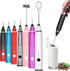 Milk Frother Rechargeable Handheld Electric Whisk Coffee Frother Mixer with 2 Stainless whisks 3 Speed Adjustable Foam Maker Blender for Coffee Ma...