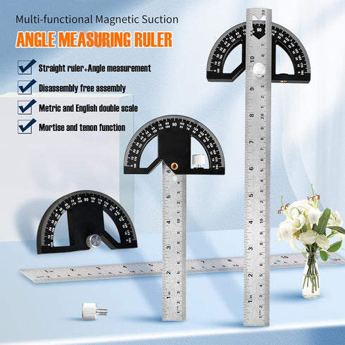 Protractor Angle Finder Carpenter Square Adjustable Aluminum Protractor Square and Angle Gauge for Carpenters & Woodworking Hobbyists with 0-180 D...