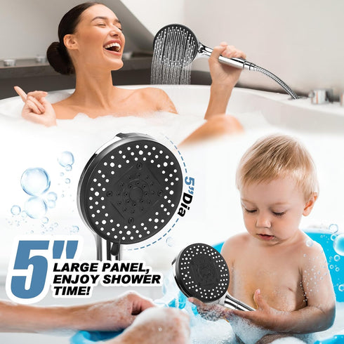 Shower Head, High Pressure 10-Mode Handheld Shower Head with Anti-Clog Nozzles, Built in Power Wash to Clean Corner,Tile,Tub & Pets...