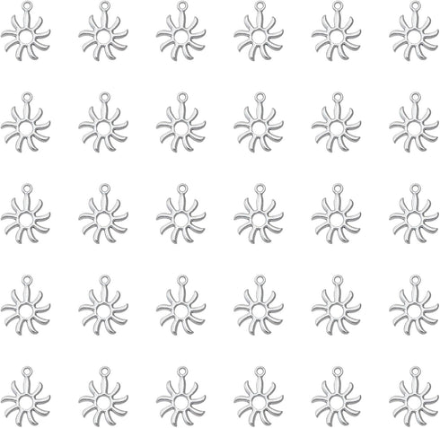 50 Pcs Hollow Sun Charms 1.8 x 1.5 cm Cute Chic Metal Pendants for DIY Jewelry Making Kit Finding Christmas Decoration Bracelet Necklace Thanksgiv...