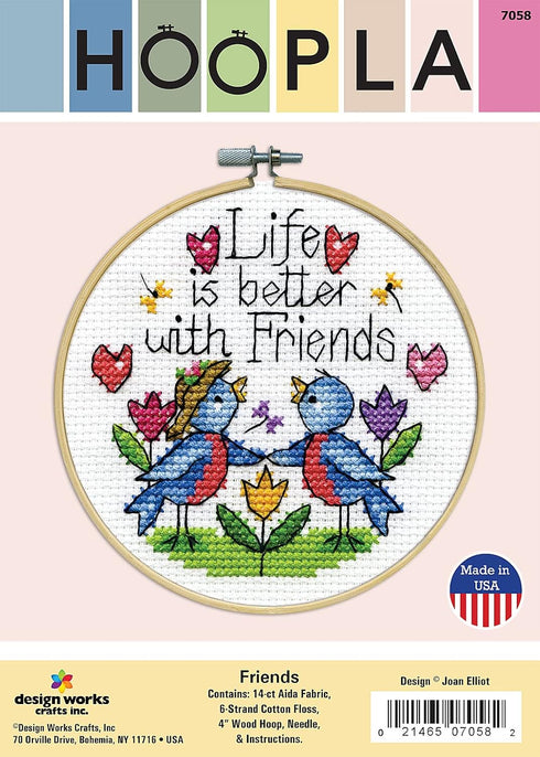 Design Works Crafts Hoop, Friends Counted Cross Stitch Kit...