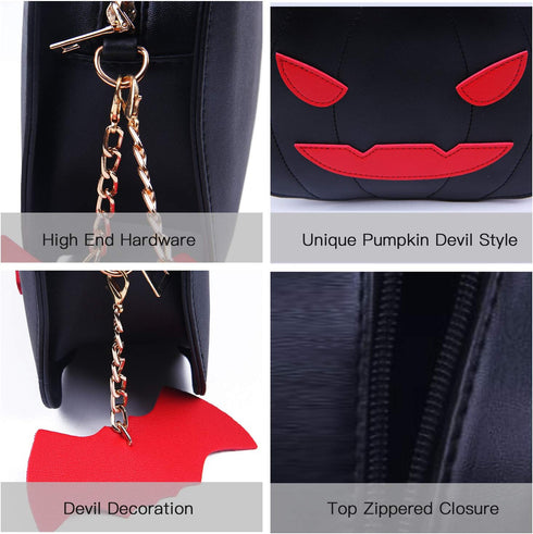KUANG! Women Pumpkin Shoulder Bag Novelty Devil Crossbody Purse Fashion Halloween Trick or Treat Purses and Handbags...