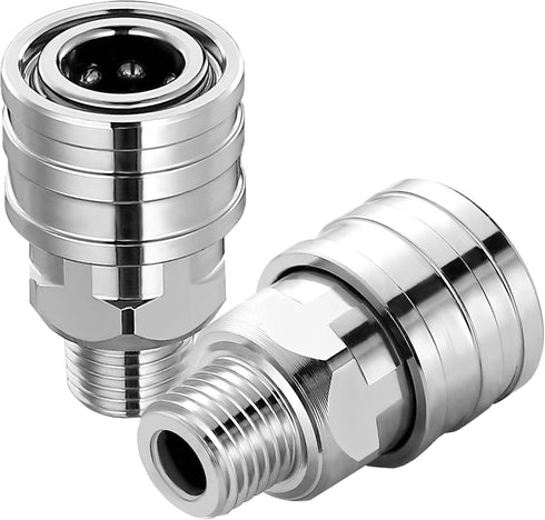 1/4" Pressure Washer Fittings-Stainless Steel Pressure Washer Adapter-1/4" Quick Connect Socket to 1/4" Male NPT Pressure Washer Coupler-5000 PSI...