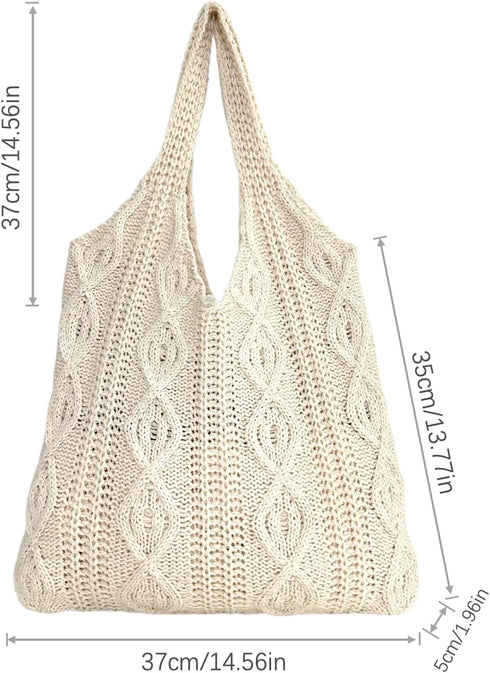 Women's Shoulder Handbags Cute tote bags Large knit bag Aesthetic Crocheted bags Shopping bag...