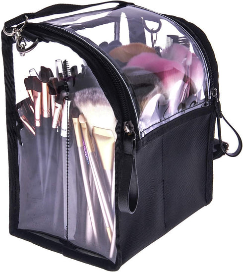 Trave Medium Makeup Brush Buddy Makeup Brush Holder Bag Cosmetic Kits Beauty Accessories Storage Organizer Bag with 4 Dividers & Shoulder Straps...
