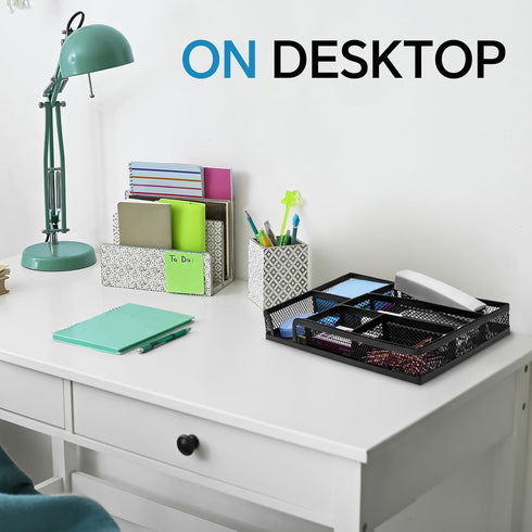 Desk Drawer Organizer, Office Drawer Divider Organizer Tray with 6 Compartments, Metal Mesh Desktop Organization and Accessories for Stationery Ma...