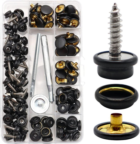 weiwei 153 PCS Canvas Snap Kit Stainless Steel 3/8" Socket Boat Snaps Marine Grade Metal Screws Fasteners with Setting Tool for Carpet Leather Fab...