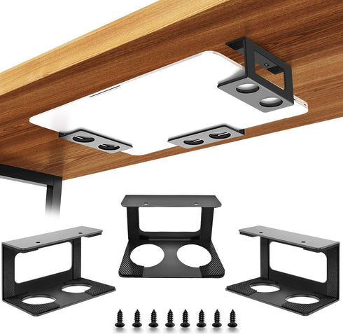 Under Desk Laptop Mount, Laptop Under Desk Mount 3 inches Tall Effective Space with Silicone Pad, Aluminum Under Desk Laptop Holder Rack for Lapto...