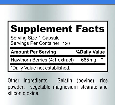 Hawthorn Berry 4:1 Extract (120 Capsules) Immune System Support, Super Antioxidant, Hawthorn Berry Capsules Concentrated from 2660mg Berries...