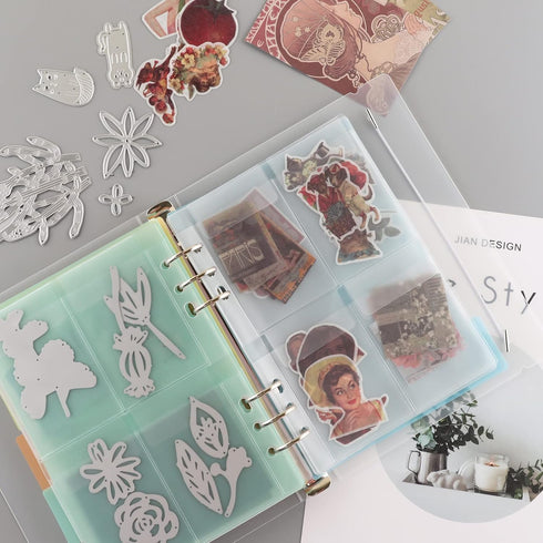 20 Pages A5 6 Ring Clear Stamps Storage Embossing Folder Storage with Dividers Photo Storage Album Seal Bags Storage Keeper Cards Folder Storage B...