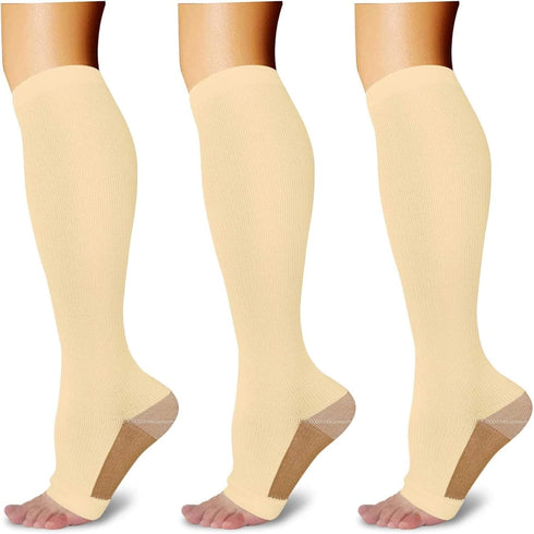 3 Pairs Open Toe Compression Socks for Men Women Toeless Compression Socks...