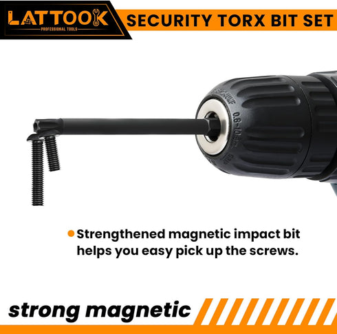 Torx Bit Set, LATTOOK 13-Piece Security Tamper Proof Torx Star Bits Set, Magnetic S2 Steel, 4'' Long, T5 - T40...